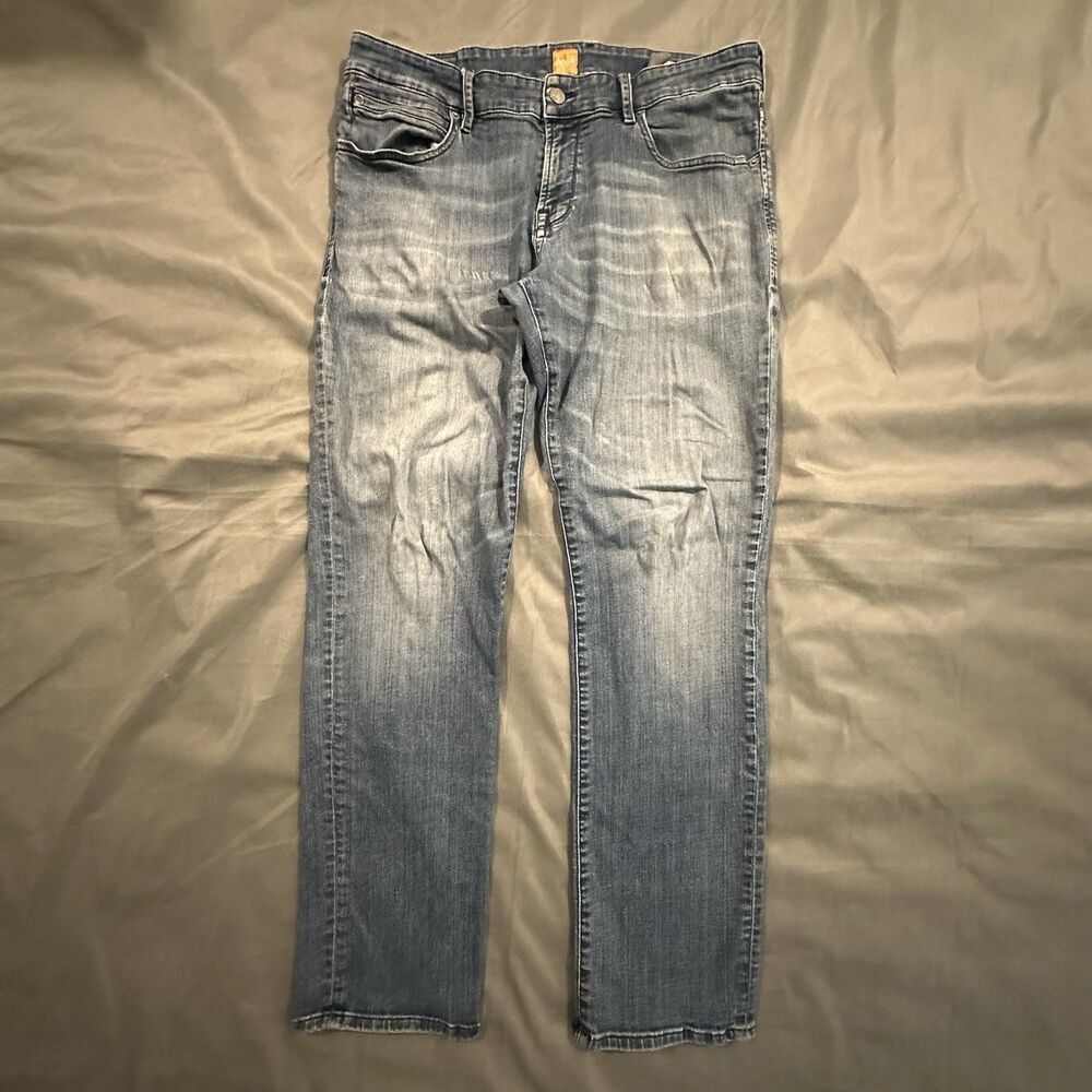 Hugo Boss Jeans Regular Fit Orange 24 Mens 38x32 Blue Denim Faded Y2K
